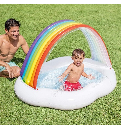 Peluquero Cien años Él Piscina para Bebé Toldo Arcoiris 142 x 119 x 84 cm.