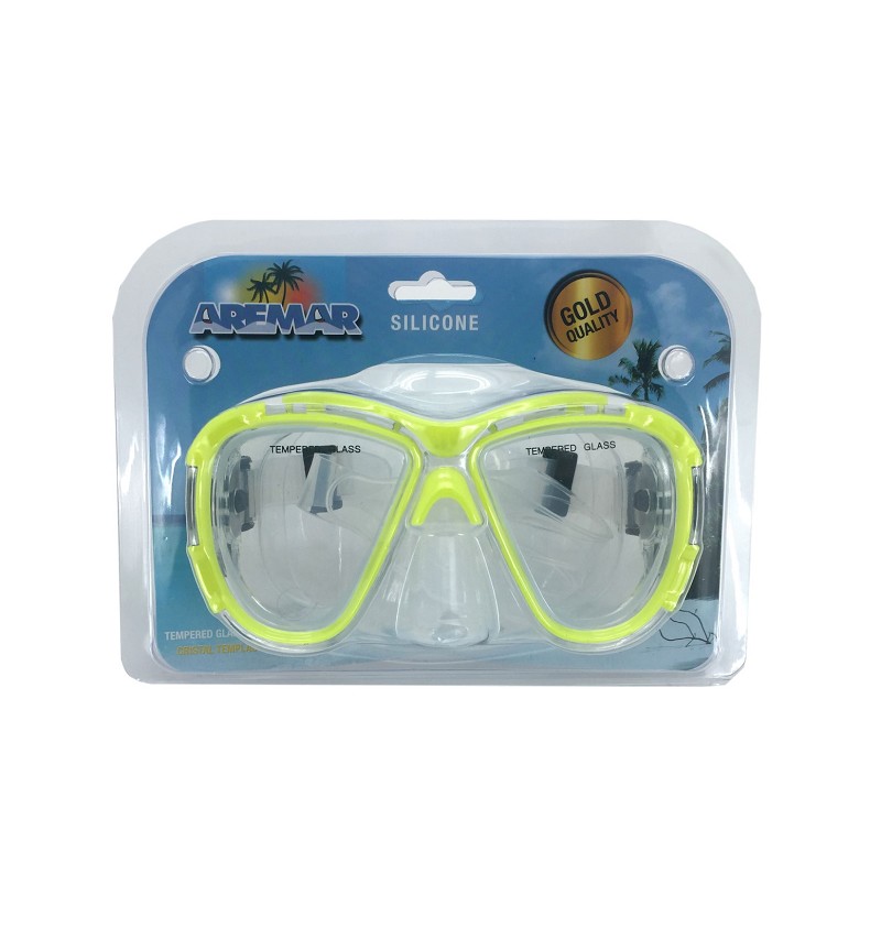 Máscara De Snorkel Y Buceo Dual Frameless - Gafas De Buceo Sin Montura, Silicona Flexible, Hebillas Basculantes, Color Azul Metal