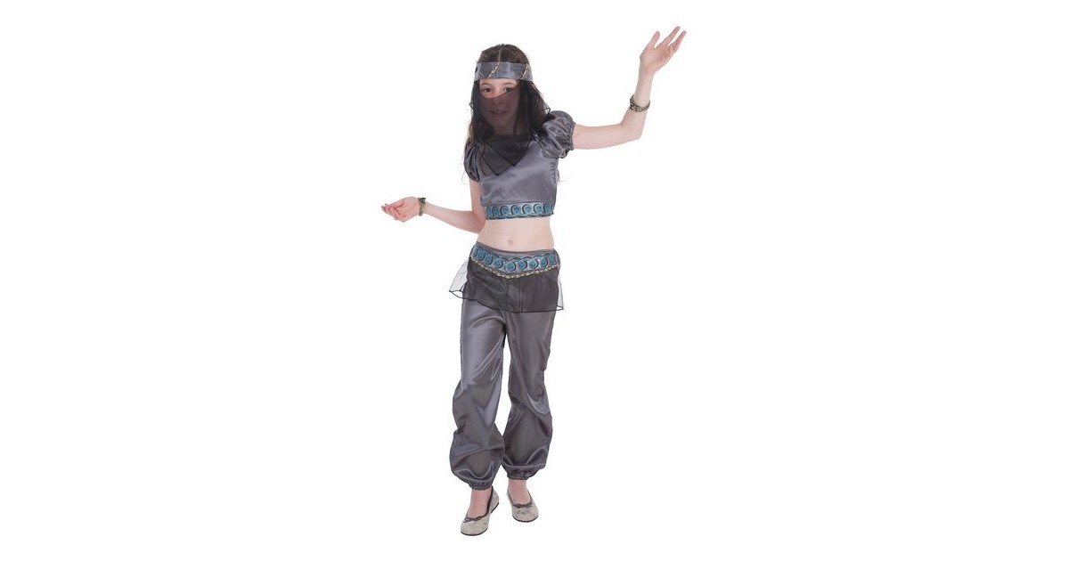 Disfraz de Bailarina Árabe Gris con Velo para Niña - MiDisfraz