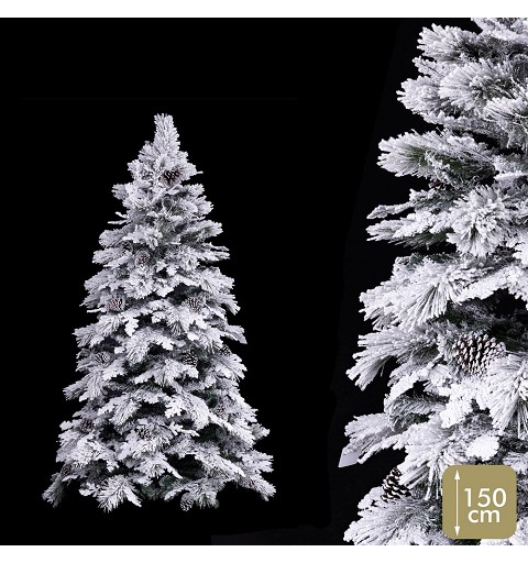 Árbol Ramas Nevado con Piñas