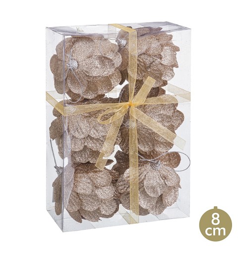6 Piñas Árbol Navidad Foam Oro