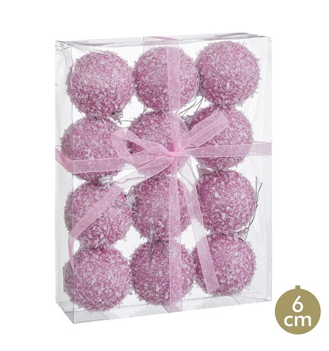 12 Bolas de Navidad Foam Rosa