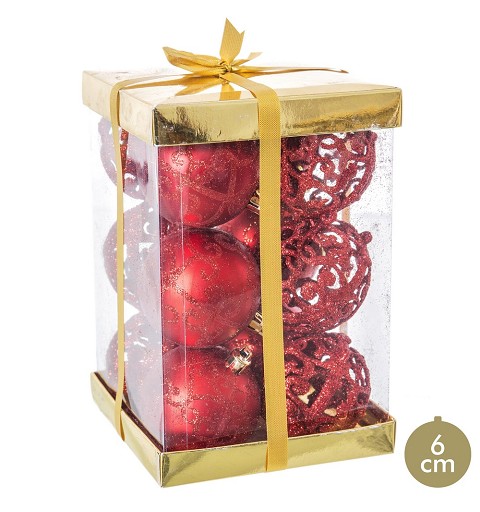 12 Bolas de Navidad Rojas...