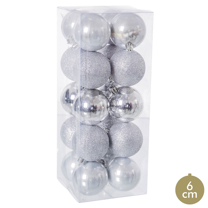 20 Bolas Decoración Navidad Plata