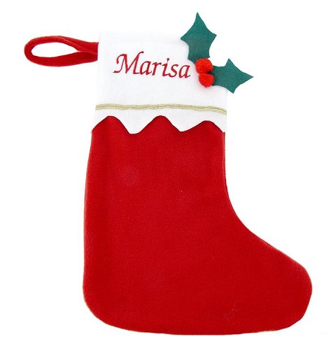 Bota Papá Noel Hojas Acebo