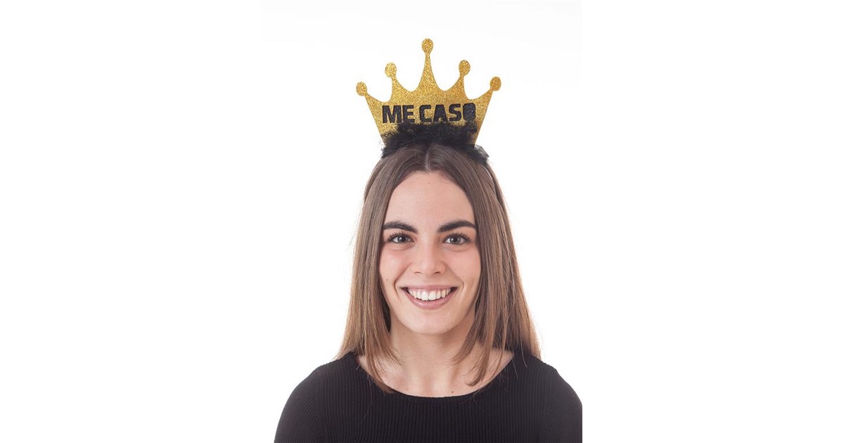 Diadema Corona Goma Eva Dorada-Negra