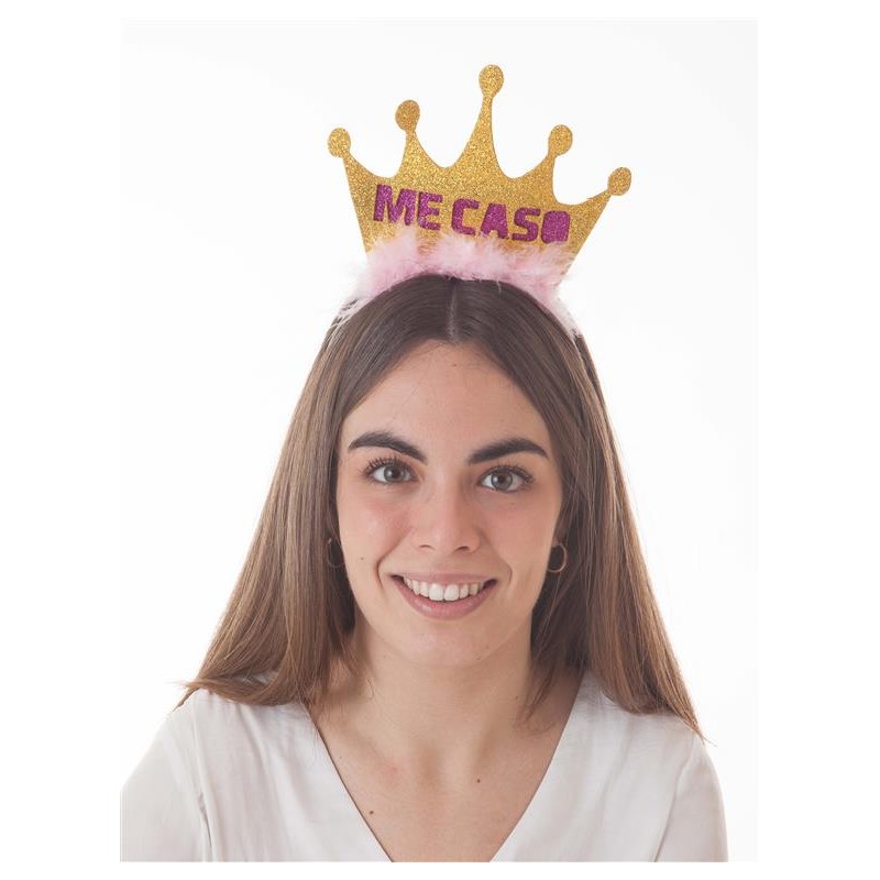 Diadema Corona Goma Eva Dorada-Fuxia