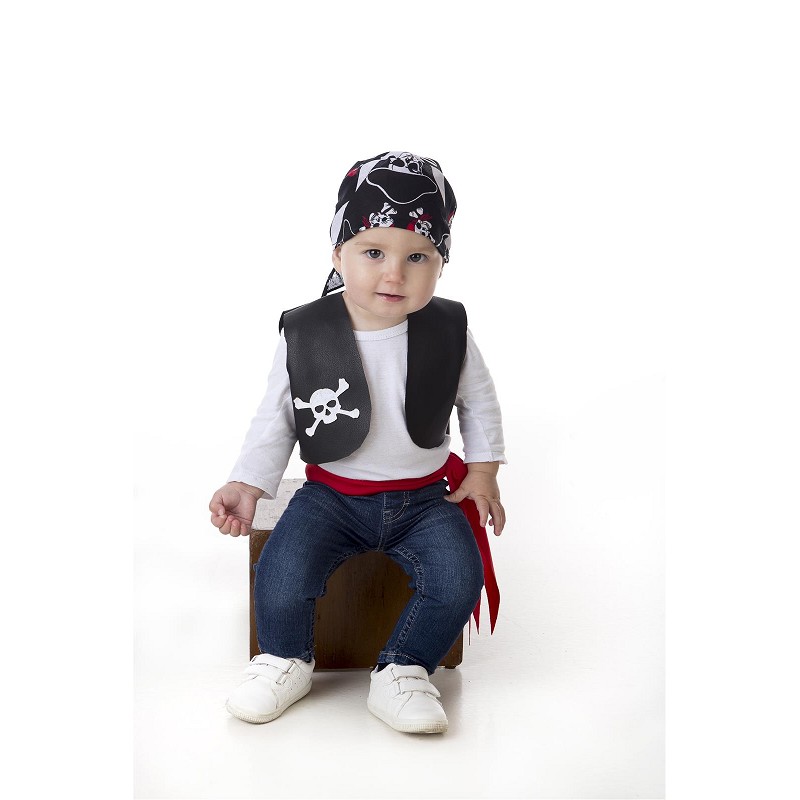 Disfraz de Pirata Bebe Pañuelo Chaleco Piel