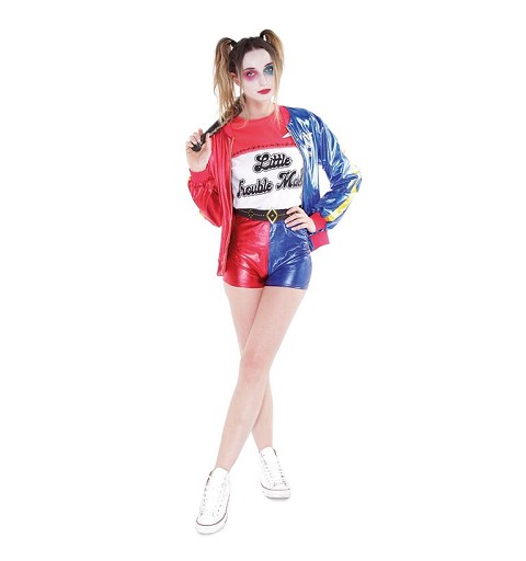 Disfraz de Harley Quinn para mujer con peluca y bate - Disfraces Joker