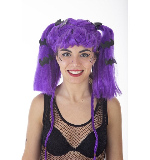 Peluca Coletas Vampira Lila