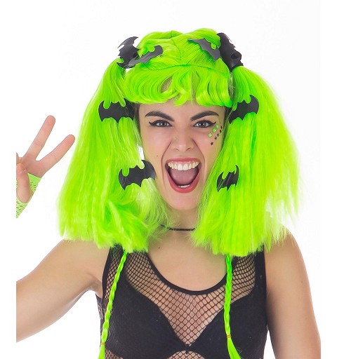 Peluca Coletas Vampira Verde