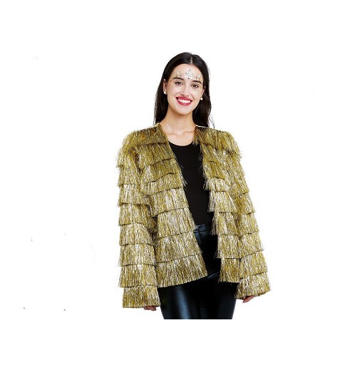 Chaqueta de Flecos Oro Adulto
