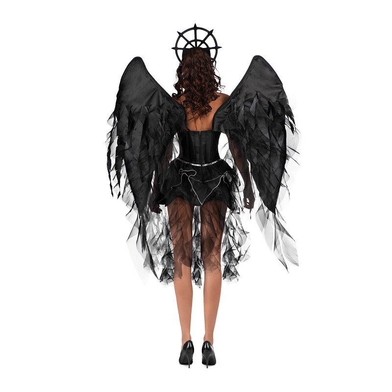 Disfraz De Ángel De Halloween Para Mujer | 4 Piezas Con Alas, Tutú, Halo Y Varita