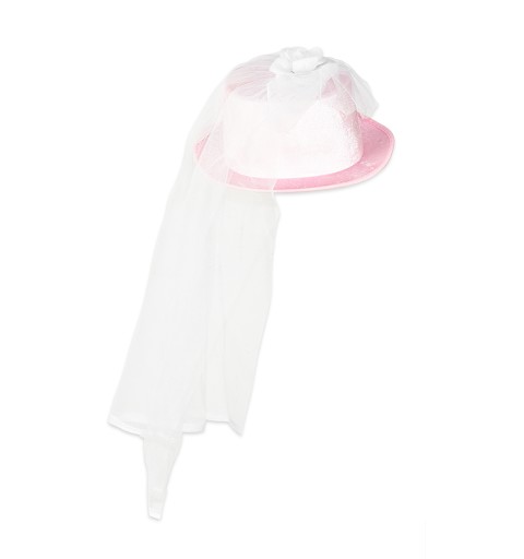 Sombrero con Tul Novia Rosa