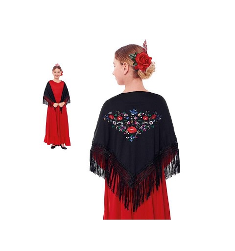 Mantón Pequeño Bordado Negro