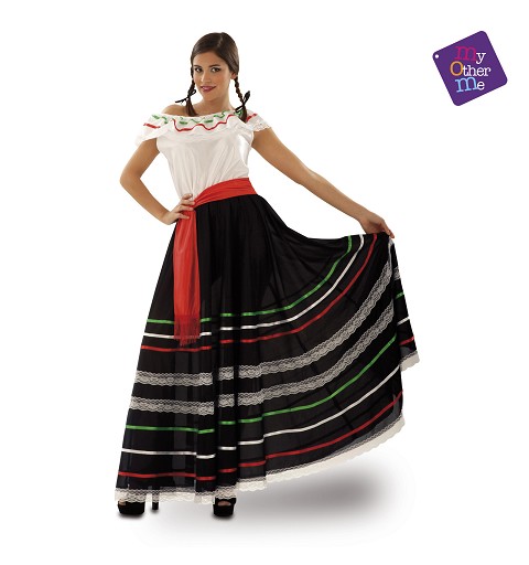 Disfraz Vestido Mexicana Mujer