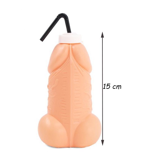Botella Pene con pajita 15 cm