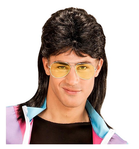 Peluca estilo Mullet Negra...