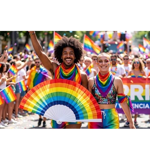 Abanico Arco Iris Plástico