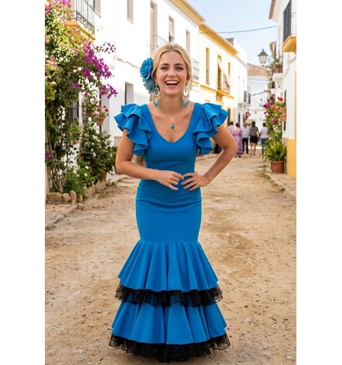 Vestido Flamenca Cádiz Azulina