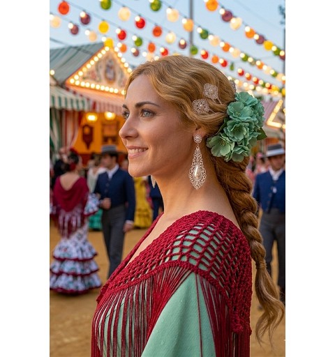 Mantón Crochet Rojo 135Cm x...