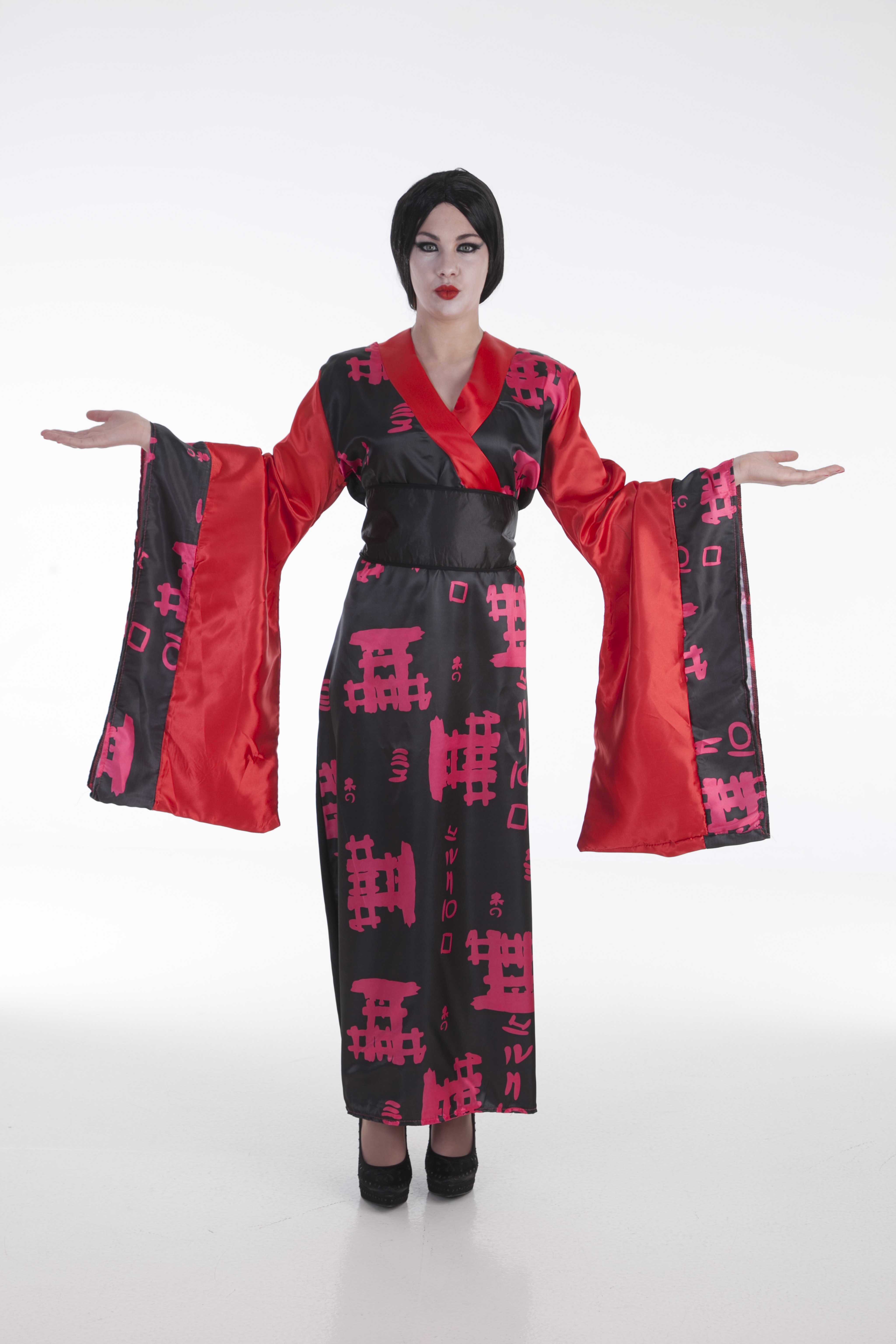 Todos Representar Enriquecer Disfraz de China en Rojo y Negro con Fajín para Mujer - MiDisfraz
