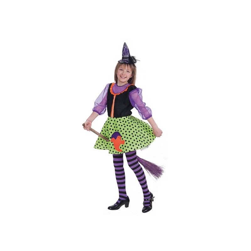 Alpinista censura Es decir Disfraz de Bruja Lila con Falda con Lunares para Niña - MiDisfraz