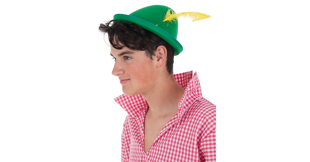 Sombrero de Verde con Pluma Amarilla- MiDisfraz