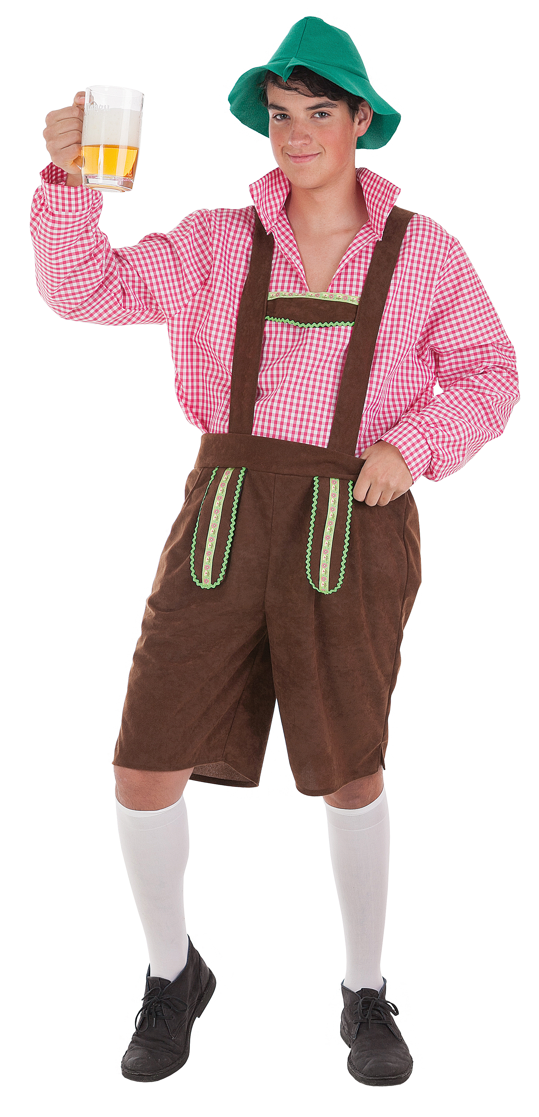 My Other Me Disfraz Tirolés Para Hombre – Camisa A Cuadros, Pantalón Con Tirantes Y Sombrero Con Plumas