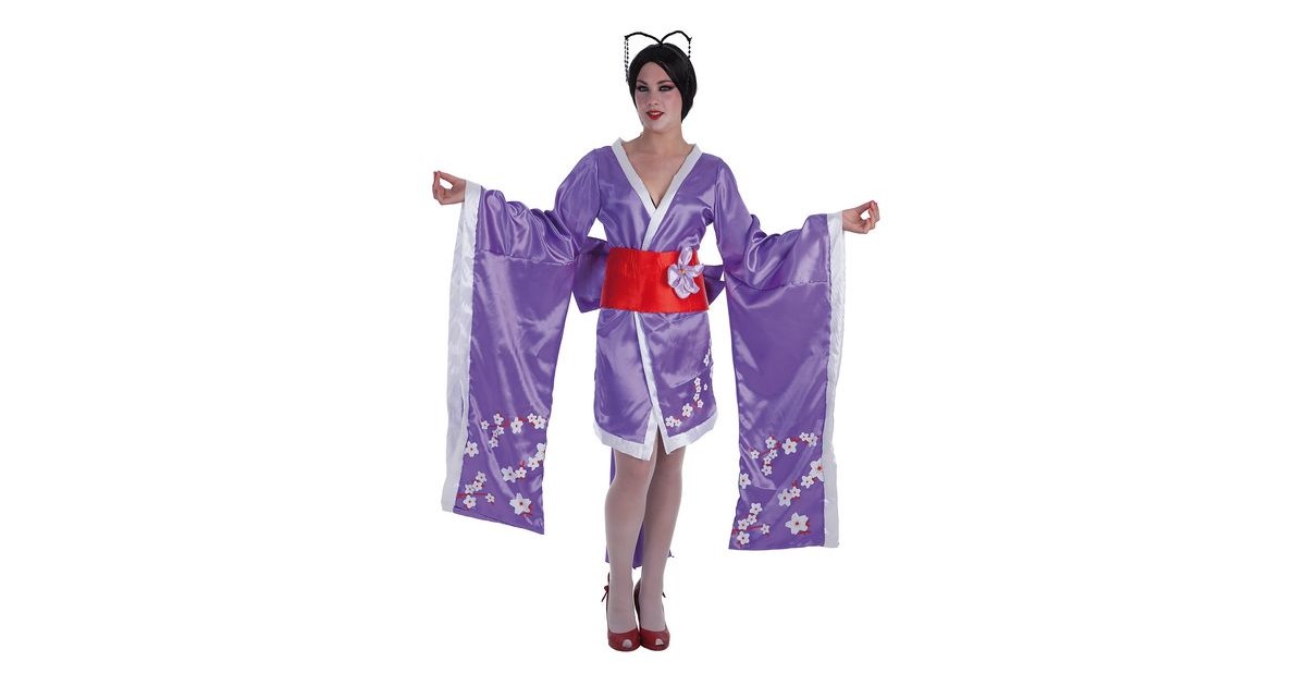  Disfraz de Geisha Morado con Cinturón para Mujer