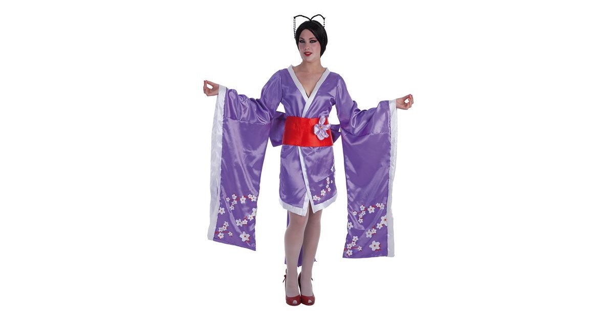 Disfraz Geisha-Japones-China,,color rojo con morado