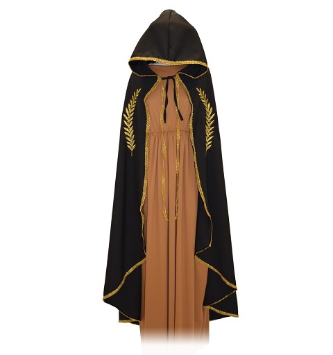 Capa Medieval Negra Bordado...
