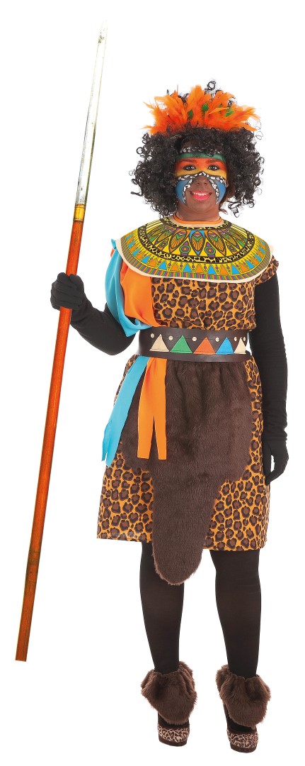 Disfraz De Africano Y Africana Para Adultos – Faldas, Vestidos Y Accesorios – Fabricados En España Con Poliamida Y Poliéster