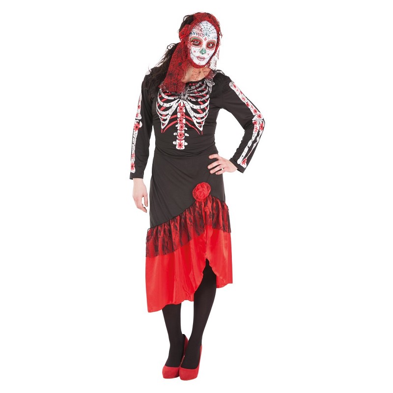 Disfraz de Catrina de Color Negro y Rojo para Mujer - MiDisfraz Disfraz de Catrina de Color Negro y Rojo para Mujer - MiDisfraz