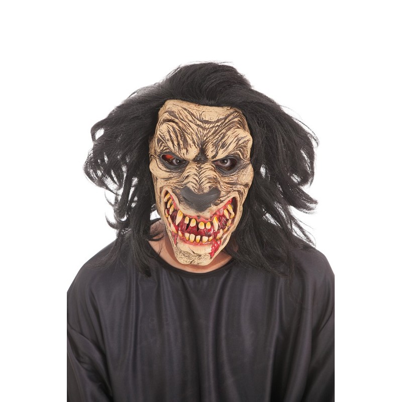 Máscara con Pelo Largo en Blanco o Negro: Talla Única MiDisfraz