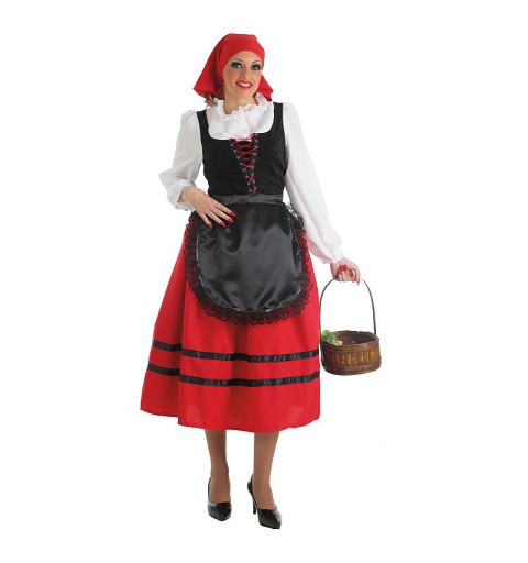 Manía brillo Delgado Disfraz de Pastora con Abrigo y Falda Roja para Niña - MiDisfraz