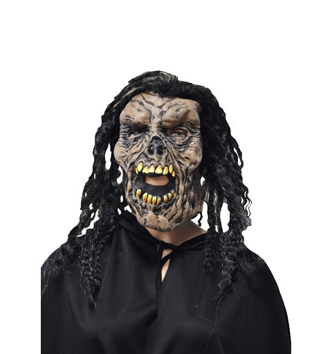 Máscara marrón c/pelo negro...