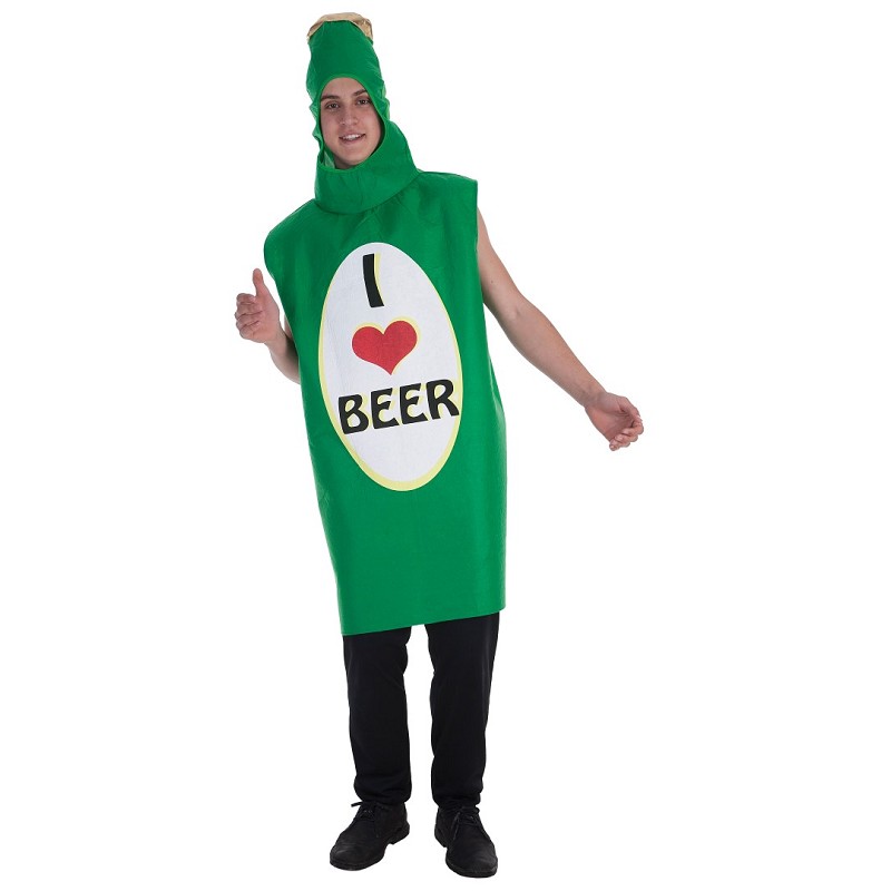 Señal Socialista Vacante Disfraz de Cerveza "I Love Beer" Verde para Adulto - MiDisfraz