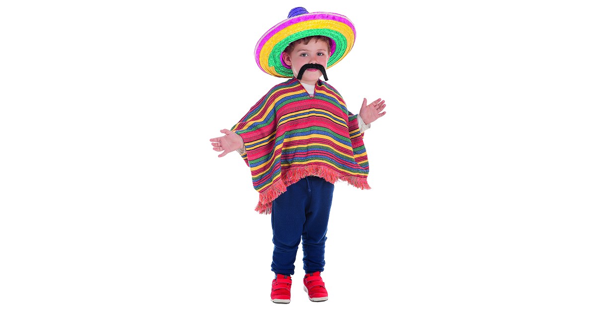 Nos vemos Fresco Crítico Disfraz de Mexicano con Sombrero y Poncho para Niño - MiDisfraz