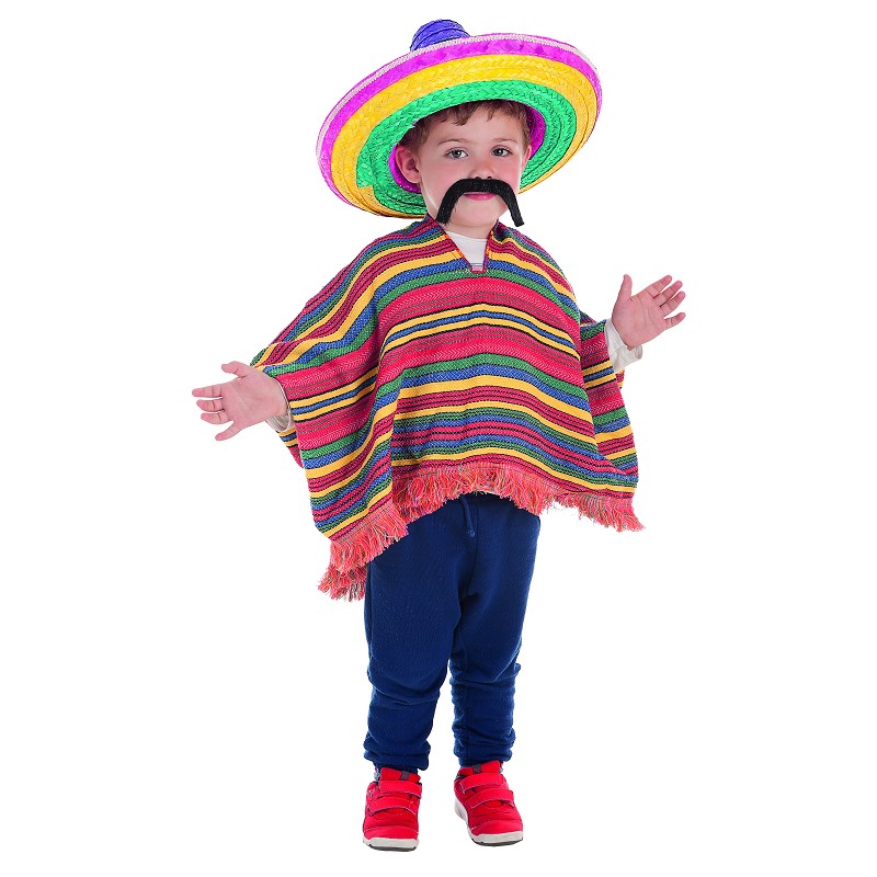 níquel Una oración Reconocimiento Disfraz de Mexicano con Sombrero y Poncho para Niño - MiDisfraz