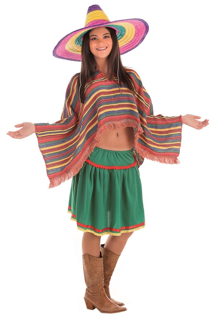 Disfraz de Mexicana con Poncho y Falda para Mujer - MiDisfraz