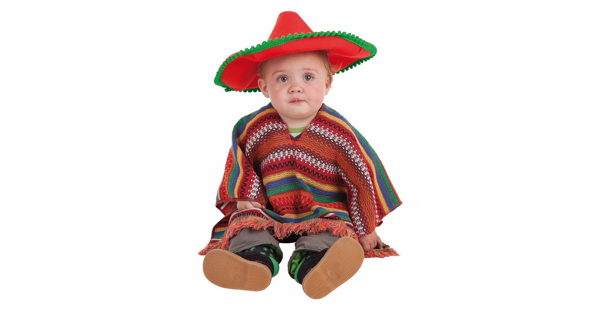 maíz maquinilla de afeitar Reunión Disfraz de Mexicano con Poncho y Sombrero para Bebé - MiDisfraz
