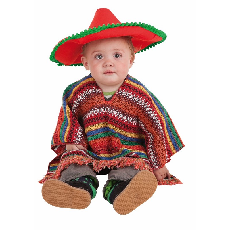 Vinagre vocal Bigote Disfraz de Mexicano con Poncho y Sombrero para Bebé - MiDisfraz