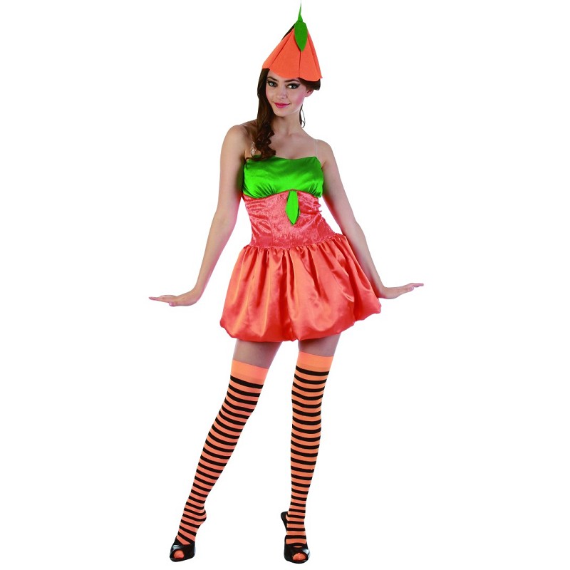 Tutor Acompañar Armstrong Disfraz de Calabaza Sexy Naranja con Gorro para Mujer - MiDisfraz