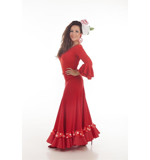 Disfraz de sevillana rojo con lunares negros para mujer por 29,50 €