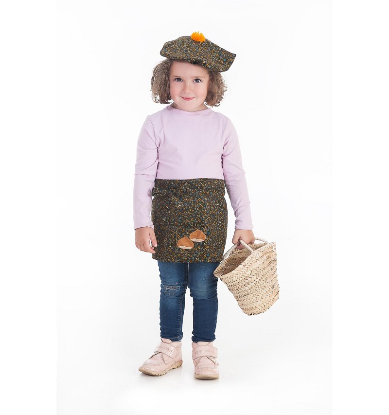 Disfraz de Castañera con Delantal y Boina para Niña MiDisfraz