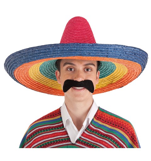 Disfraz de Mexicano con Poncho y Bigote para Adulto - MiDisfraz