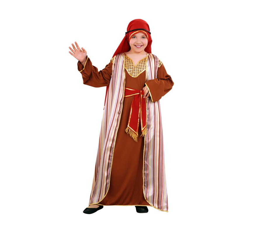 Disfraz Burdeos de Hebrea con Pañuelo Rojo para Niña MiDisfraz