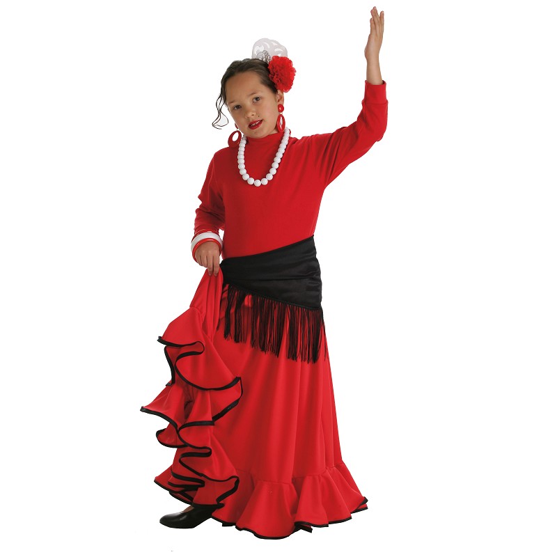 Falda Flamenca Roja para Niña