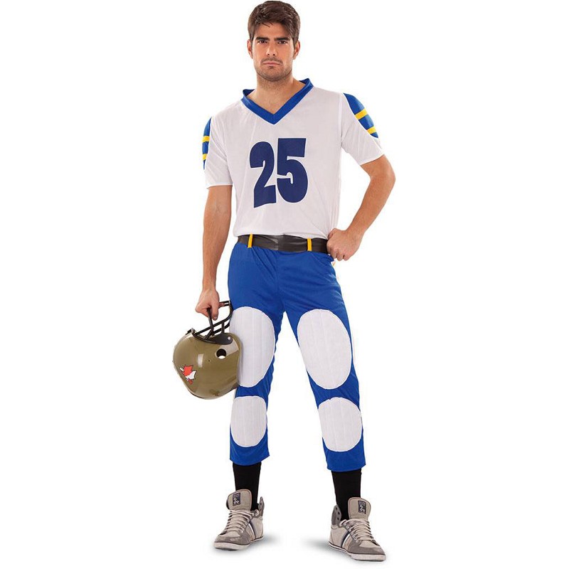 Disfraz de Jugador de Rugby Blanco y Azul para Adulto - MiDisfraz